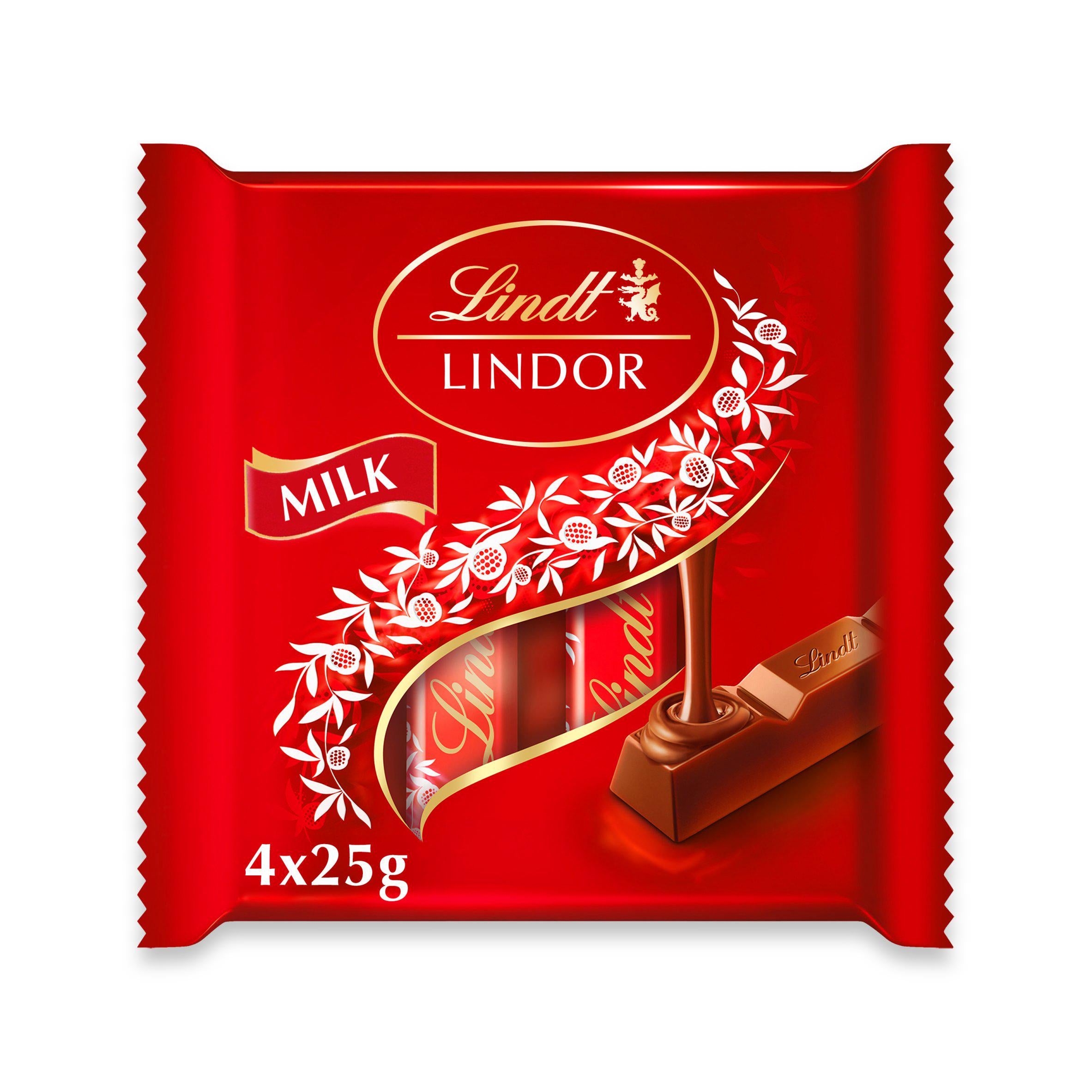 Lindt Lindor Milk Chocolate Bars 4x25g Lindt Sainsburys   