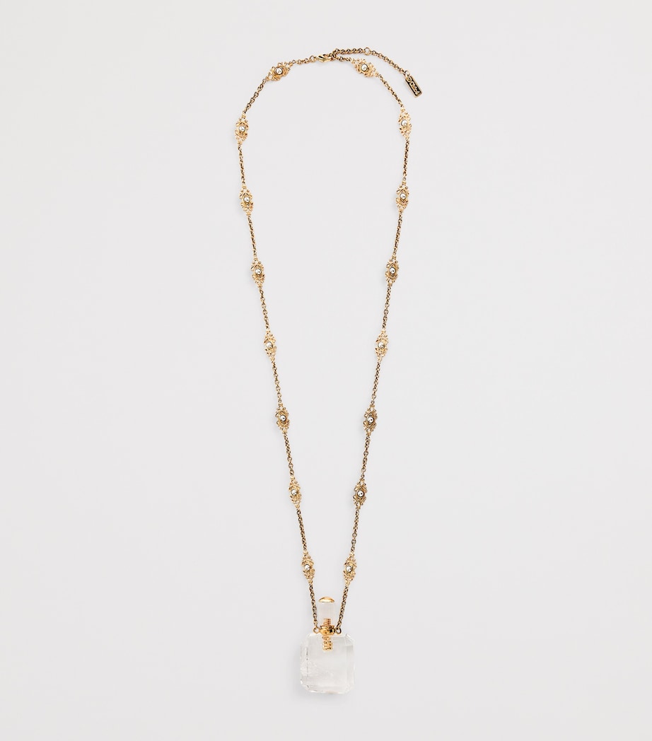 Chloé Victorian Pendant Necklace with gold-tone chain and pearlised beads - British product