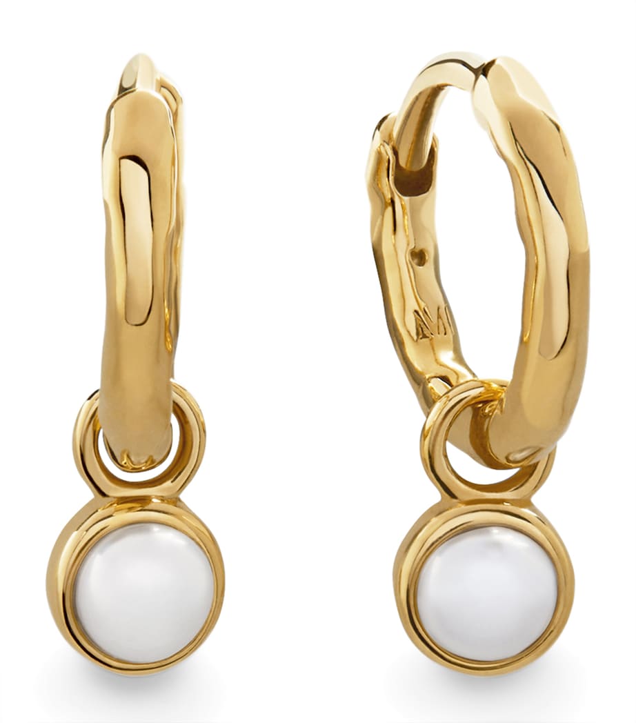 Monica Vinader mini gold vermeil freshwater pearl huggie earrings (British brand)