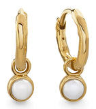 Monica Vinader mini gold vermeil freshwater pearl huggie earrings (British brand)