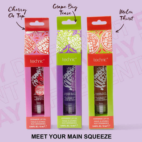 Technic Juicy Squeeze Ceramide Lip Oil Cherry On Top 12ml (British brand)