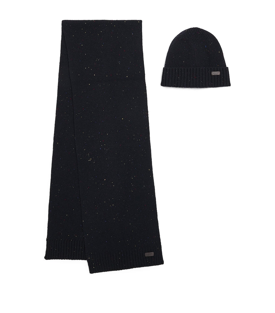 Barbour Carlton beanie and scarf gift set (British brand)