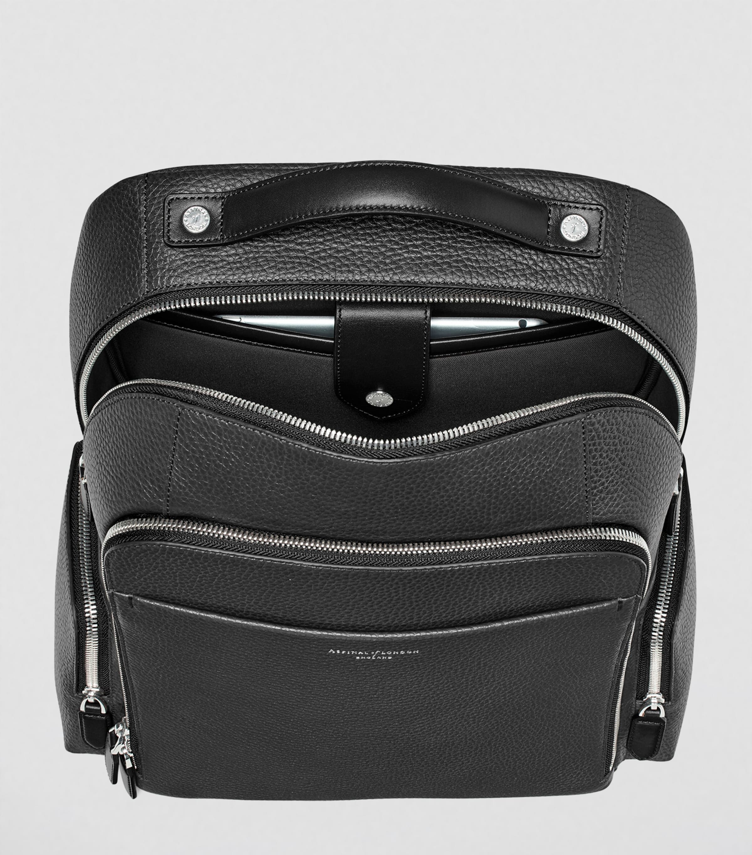 Aspinal London Pebble Leather Reporter Backpack, imported from the UK