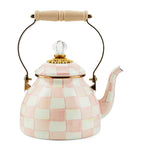 MacKenzie-Childs hand-painted enamel kettle with bronze-tone edges, 1.89L capacity, imported from the UK