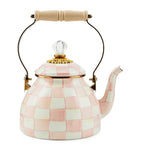 MacKenzie-Childs hand-painted enamel kettle with bronze-tone edges, 1.89L capacity, imported from the UK