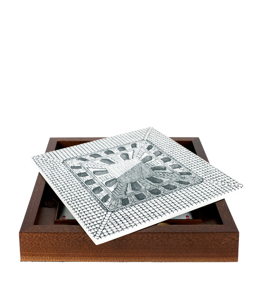 Fornasetti Cortile chess set with Italian villa design, UK version