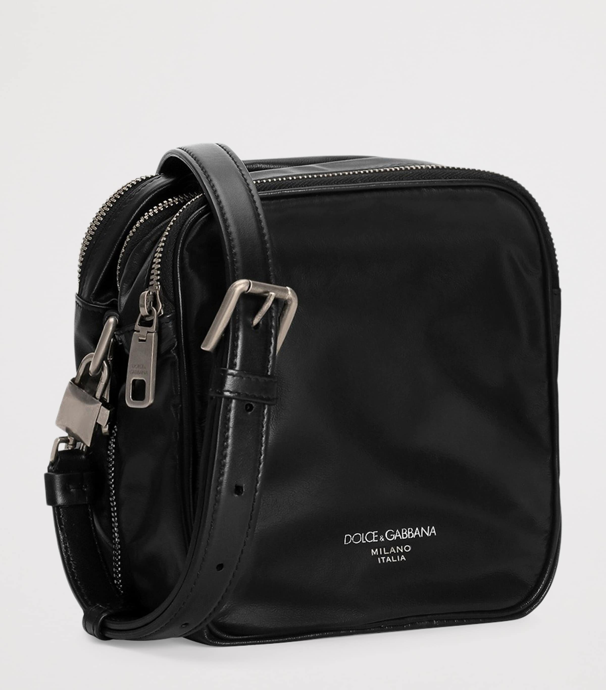 Dolce&Gabbana patent leather cross-body bag with silver-tone hardware - British product
