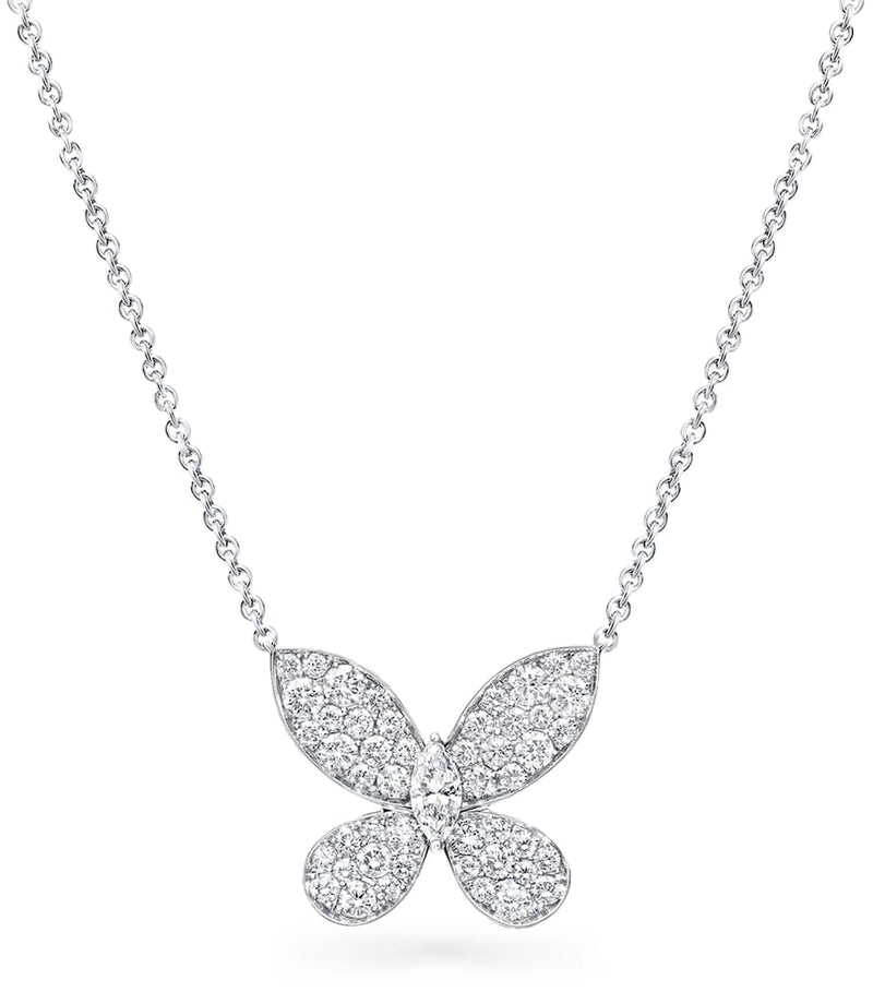 Graff white gold diamond butterfly pendant necklace, imported from the UK