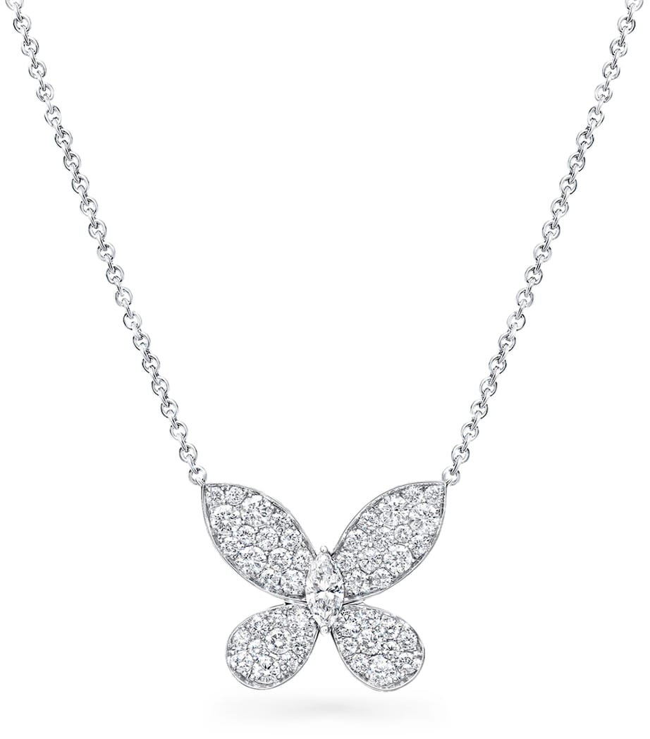 Graff white gold diamond butterfly pendant necklace, imported from the UK