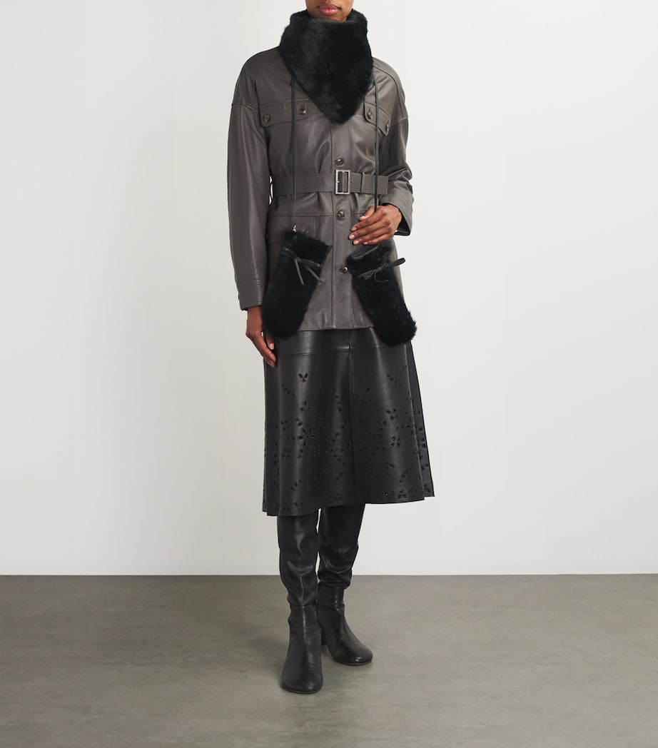 Yves Salomon mink fur leather mittens - British product