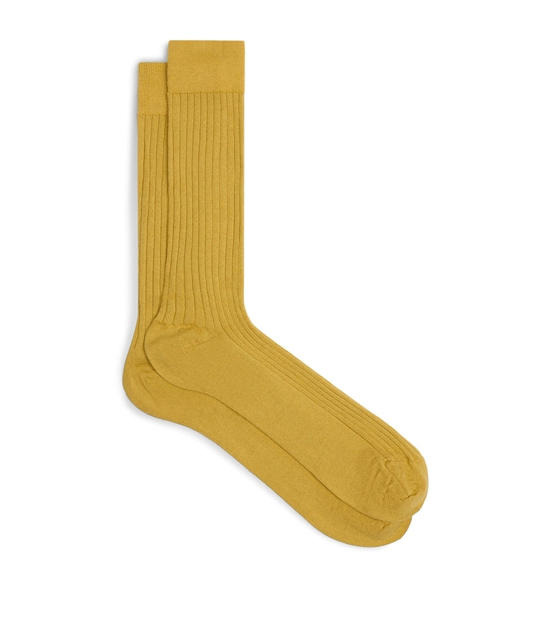 Dunhill cashmere mulberry silk ribbed socks, UK version