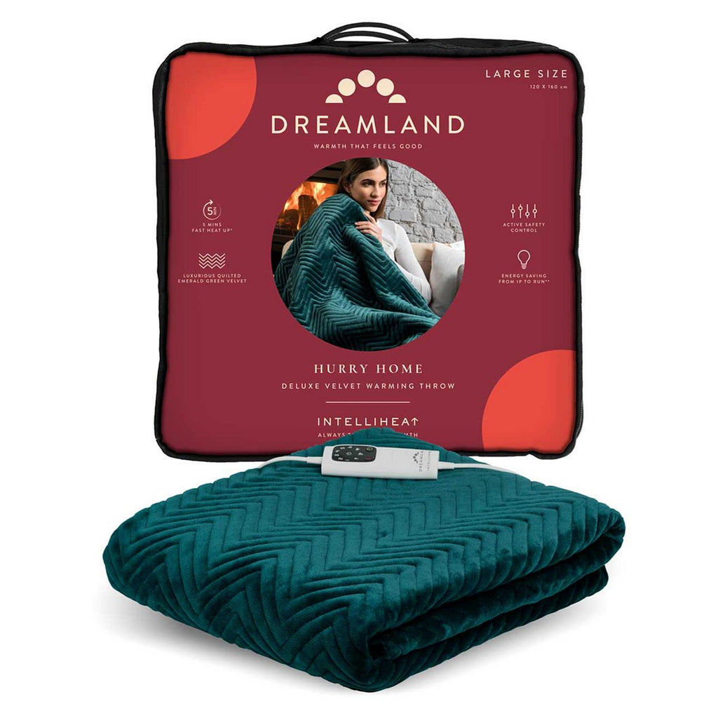 Dreamland Herringbone Throw - Emerald Green