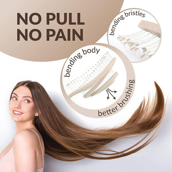 Straw detangling hairbrush with flexible head and soft bristles (British brand)