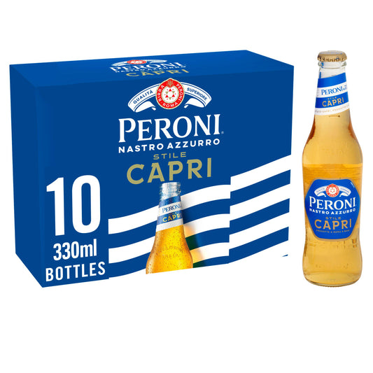 Peroni Nastro Azzurro Stile Capri Beer Lager Bottles 10x330ml GOODS Sainsburys   