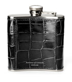 Aspinal of London croc-embossed leather hip flask - British product