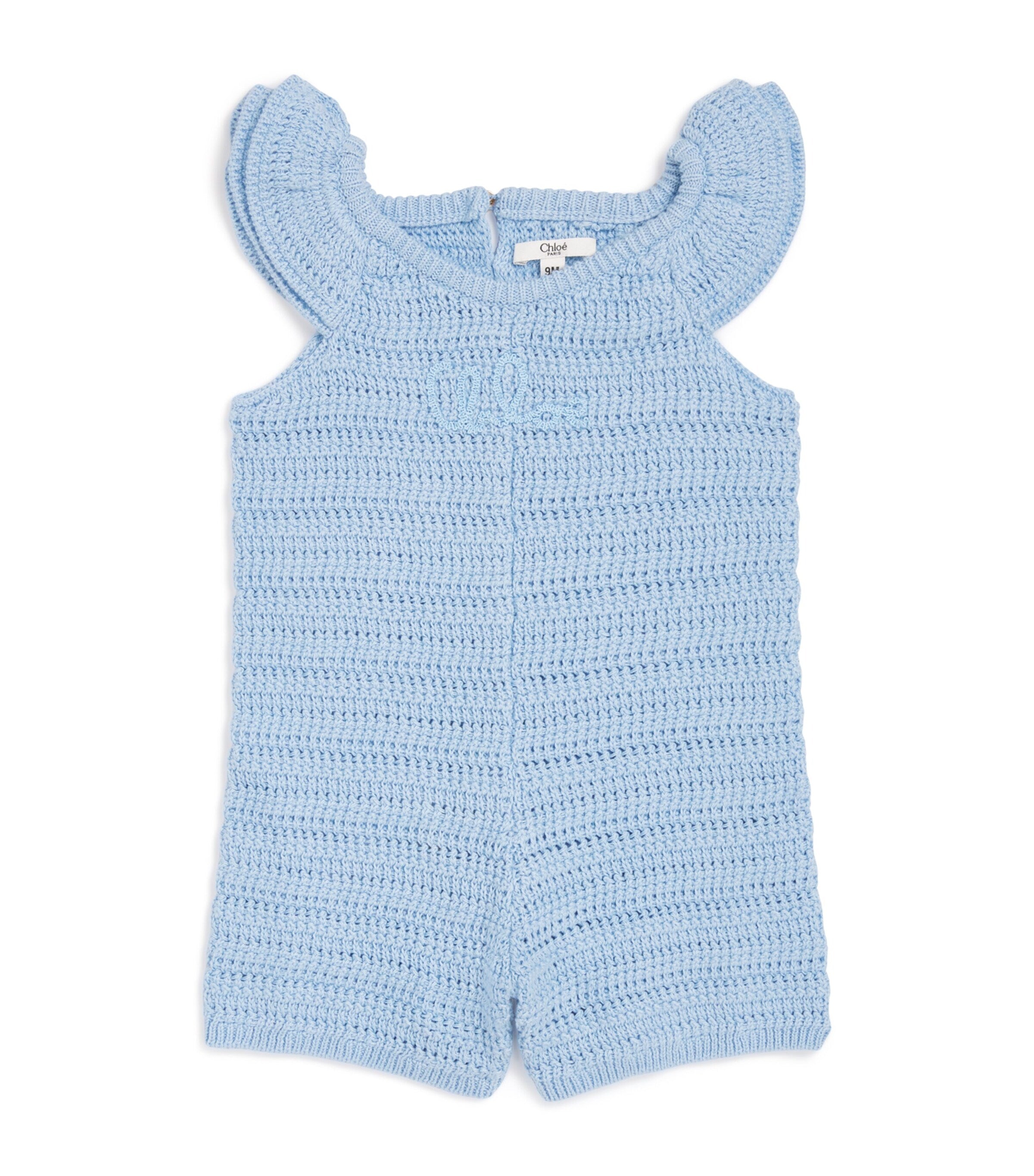 Chloé Kids cotton knitted logo playsuit 6-36 months - British product