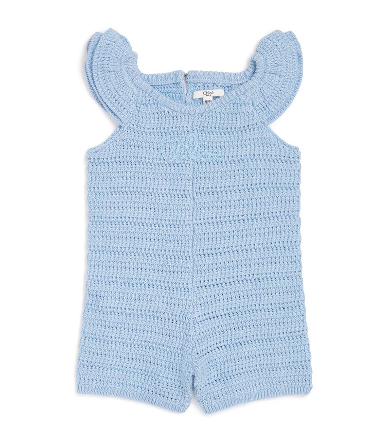 Chloé Kids cotton knitted logo playsuit 6-36 months - British product