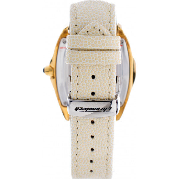 Chronotech beige watch with leather strap and stainless steel casing (British brand)