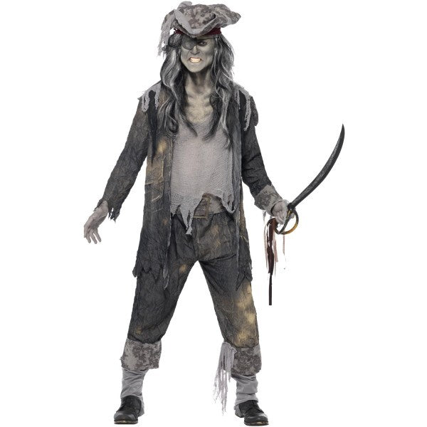 Smiffys Ghost Ship Ghoul costume grey coat trousers hat - British product