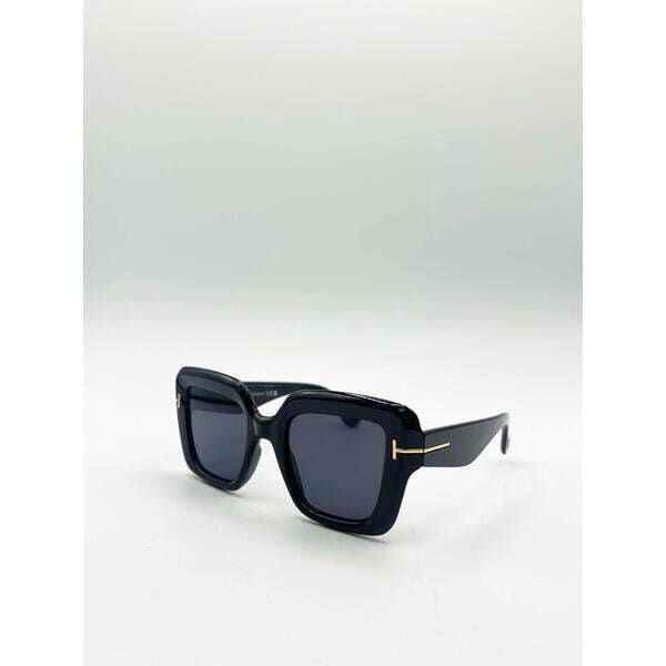 SVNX Bold Square Sunglasses in Black, imported from the UK