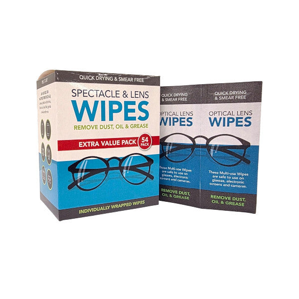 CS spectacle lens wipes 54 pack, UK version