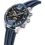 Police Huntley watch blue leather strap stainless steel, UK version