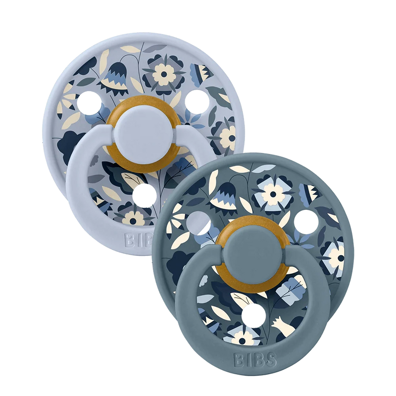 Bibs x Liberty Dusty Blue Mix pacifier 2 pack, imported from the UK