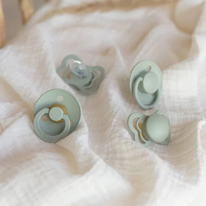 BIBS Try-It pacifier set in Sage Size 1, imported from the UK