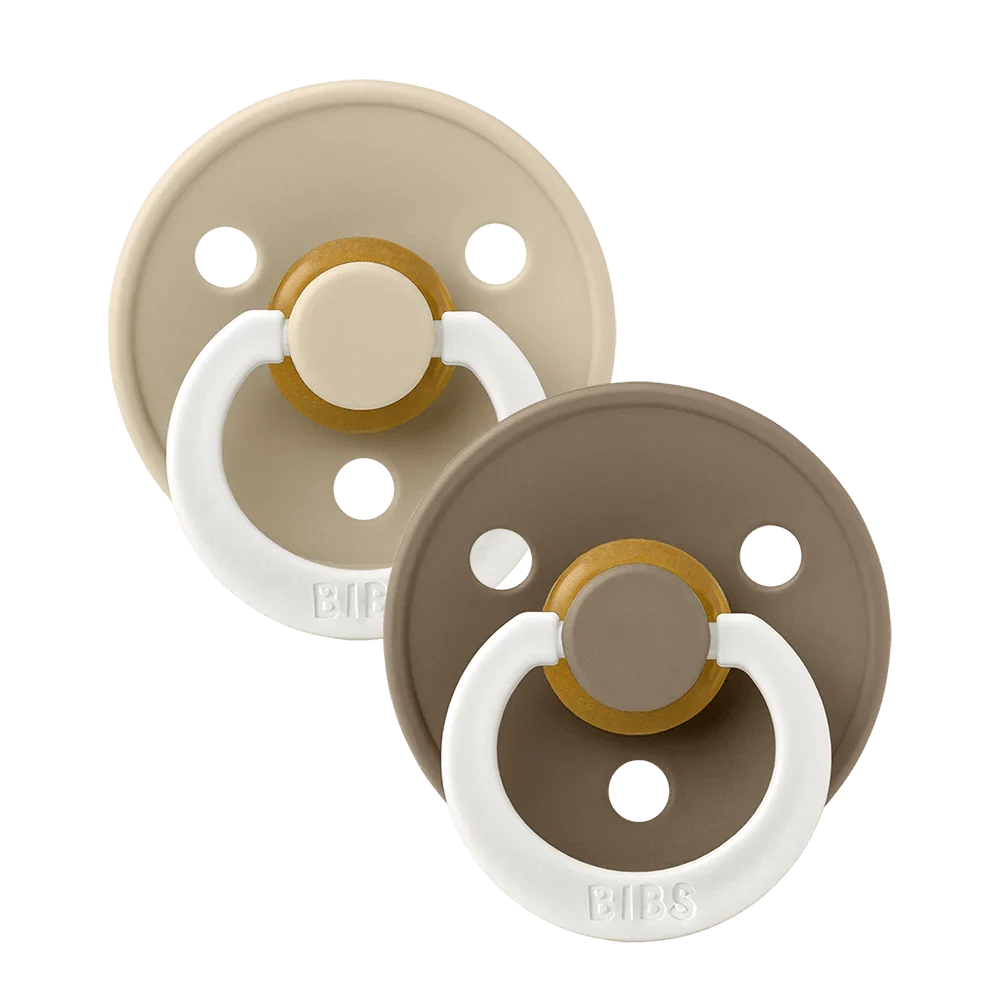 BIBS Glow pacifiers 2 pack Size 1 Vanilla Dark Oak, UK version