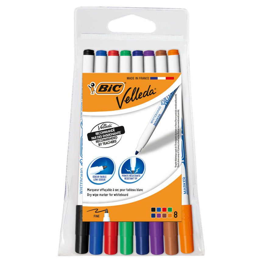 Bic 1721 Velleda Fine Dry Wipe Marker Pens in Assorted Colours