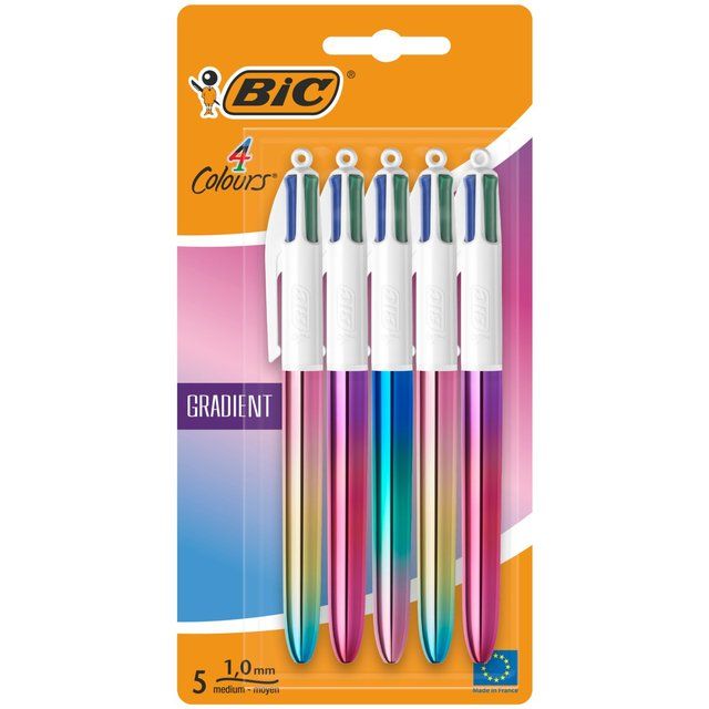 BIC 4 Colours Gradient Retractable Ballpoint Pens Pack of 5   5 per pack