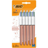 BIC 4 Colours Rose Gold Retractable Ballpoint Pens   5 per pack