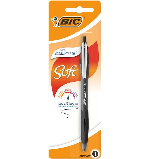 BIC Atlantis Soft Retractable Ballpoint Pen Black Single Pack