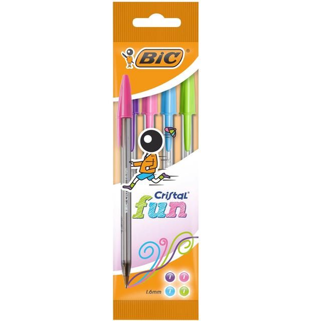 BIC Cristal Fun Assorted Ballpoint Pens Pouch of 4   4 per pack