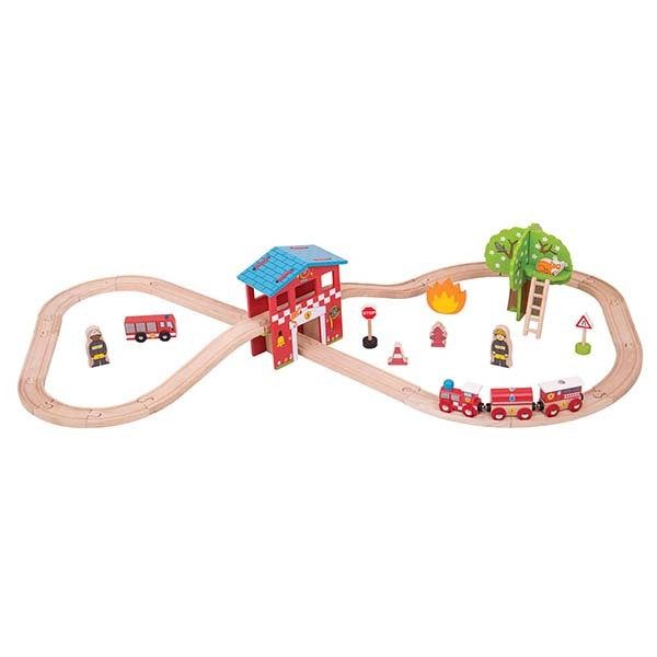 Bigjigs Rail Fire Station Train Set