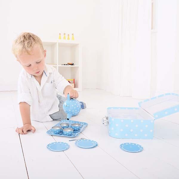 Bigjigs Toys Blue Polka Dot Tea Set