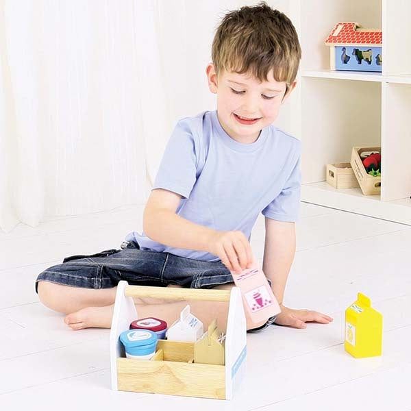 Bigjigs Toys Wooden Dairy Delivery Set