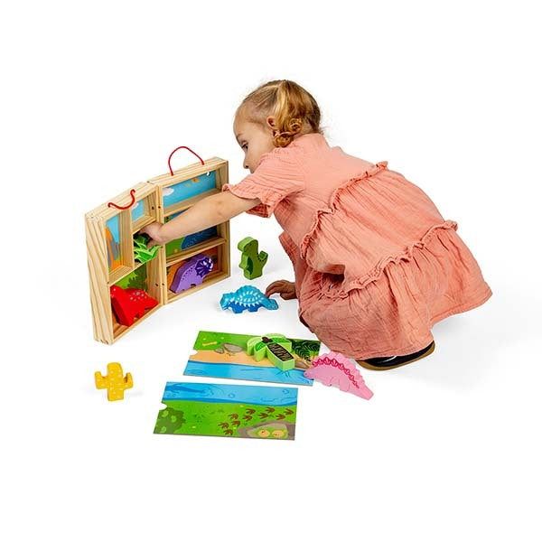 Bigjigs Toys Wooden Dinosaur Animal Play Box - McGrocer
