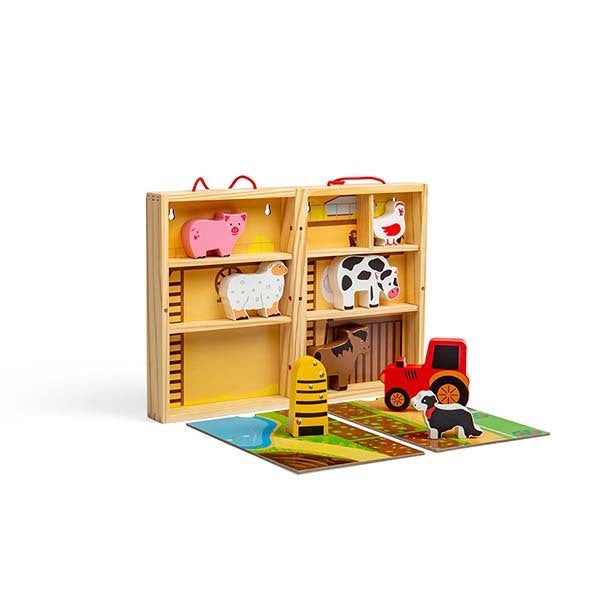 Bigjigs Toys Wooden Farm Animal Play Box