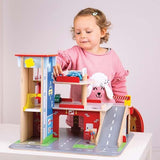 Bigjigs Toys Wooden Park and Play Garage Playset