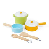 Bigjigs Toys Wooden Role Play Pots & Pans Set