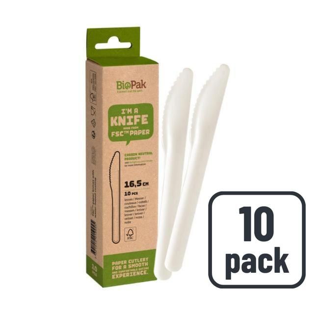 BioPak White Paper Knives   10 per pack - McGrocer