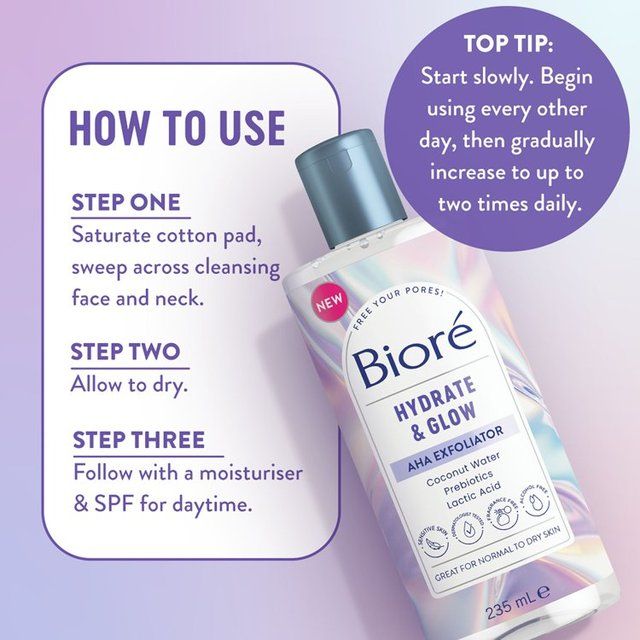 Biore Dewy Hydration Gentle Exfoliating Toner for Normal to Dry Skin   235ml - McGrocer