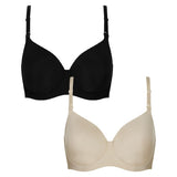 Black and Nude Smoothing Nursing T-Shirt Bra - 2 Pack