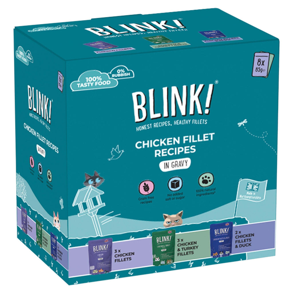 Blink! Wet Cat Food Chicken Pouch Selection in Gravy 8x85g