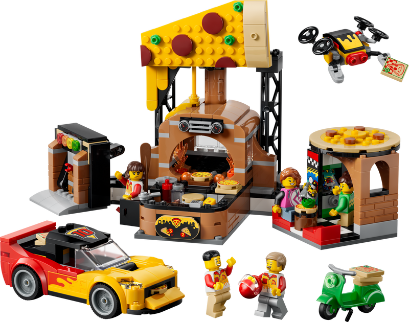 LEGO City Pizza Delivery set with vehicles and minifigures - British product