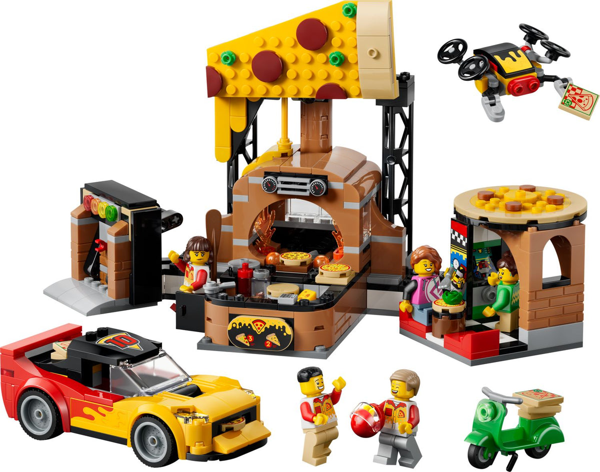 LEGO City Pizza Delivery set with vehicles and minifigures - British product
