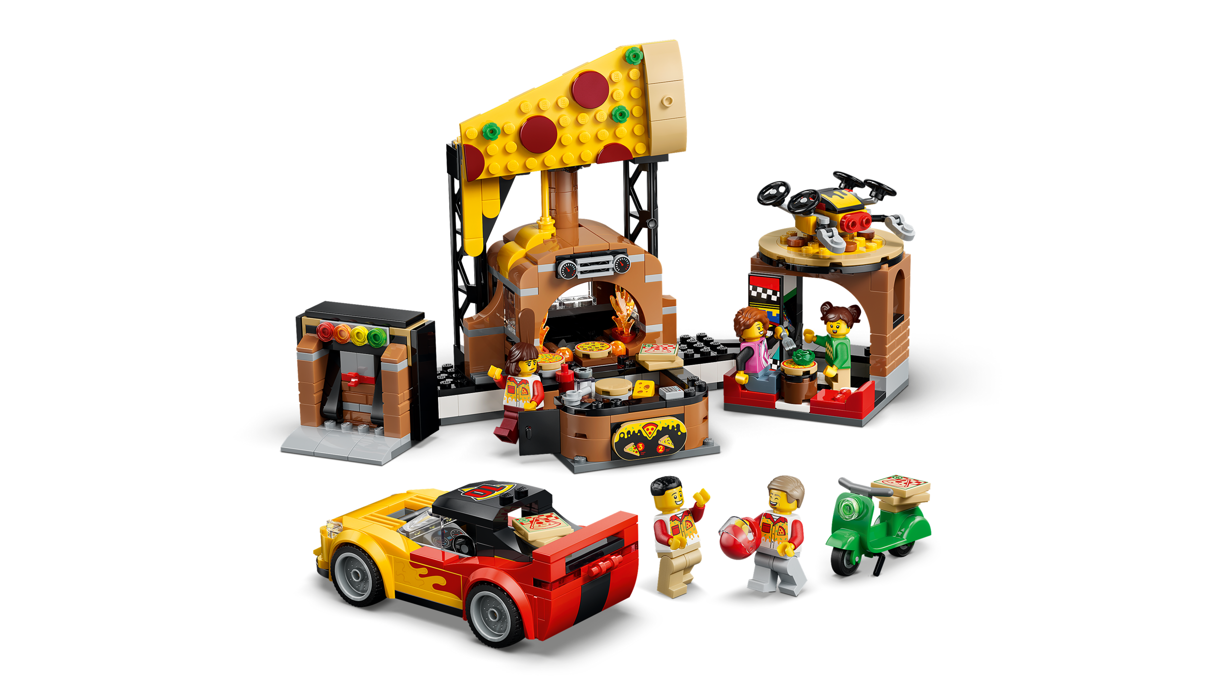 LEGO City Pizza Delivery set with vehicles and minifigures - British product