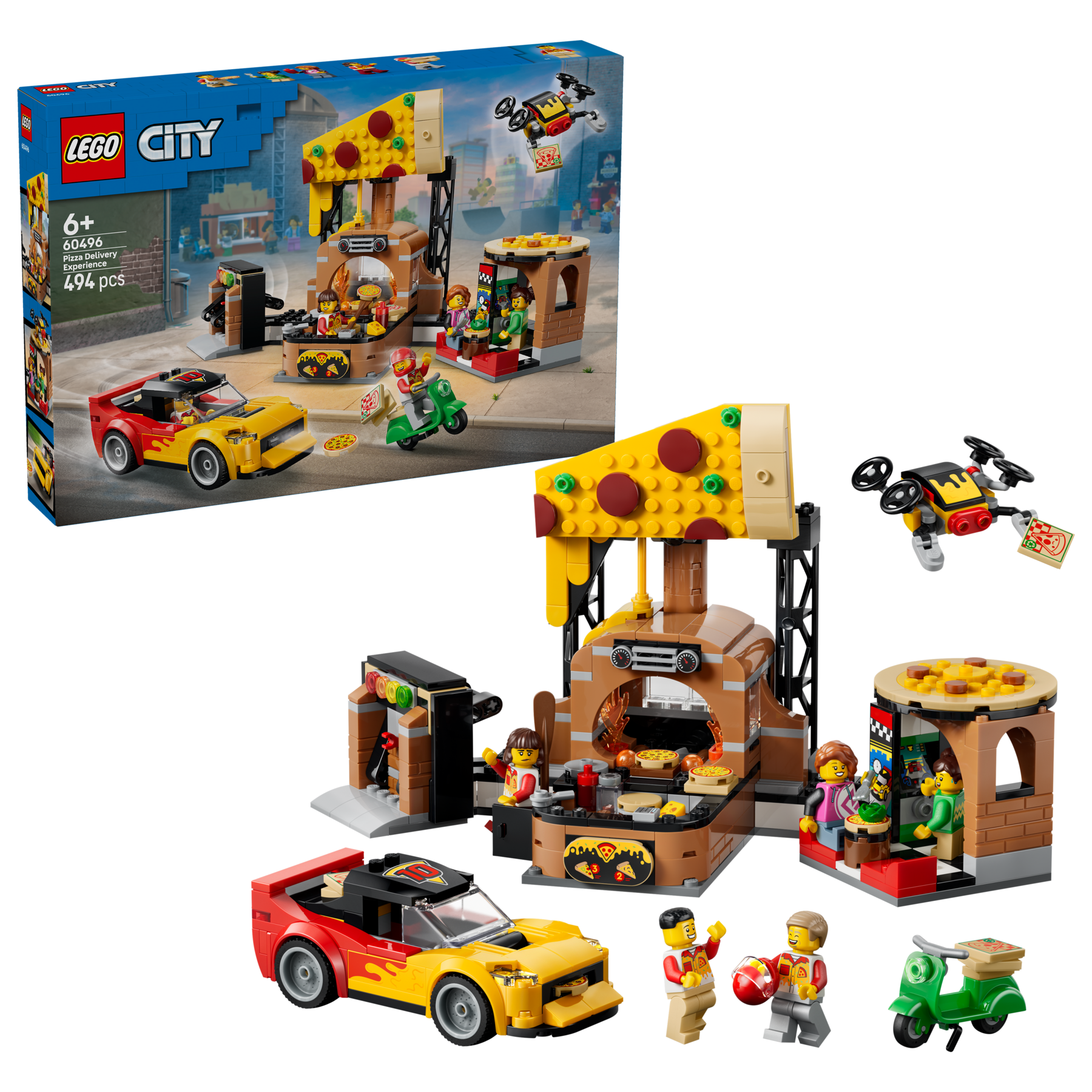 LEGO City Pizza Delivery set with vehicles and minifigures - British product
