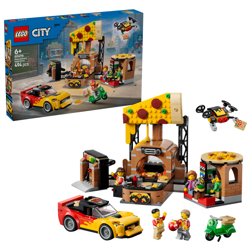 LEGO City Pizza Delivery set with vehicles and minifigures - British product